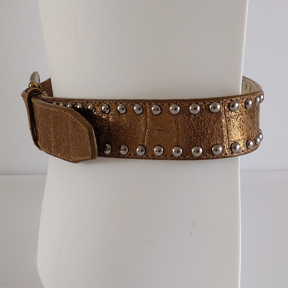 Guess Mixed Metals Leather Studded Belt S